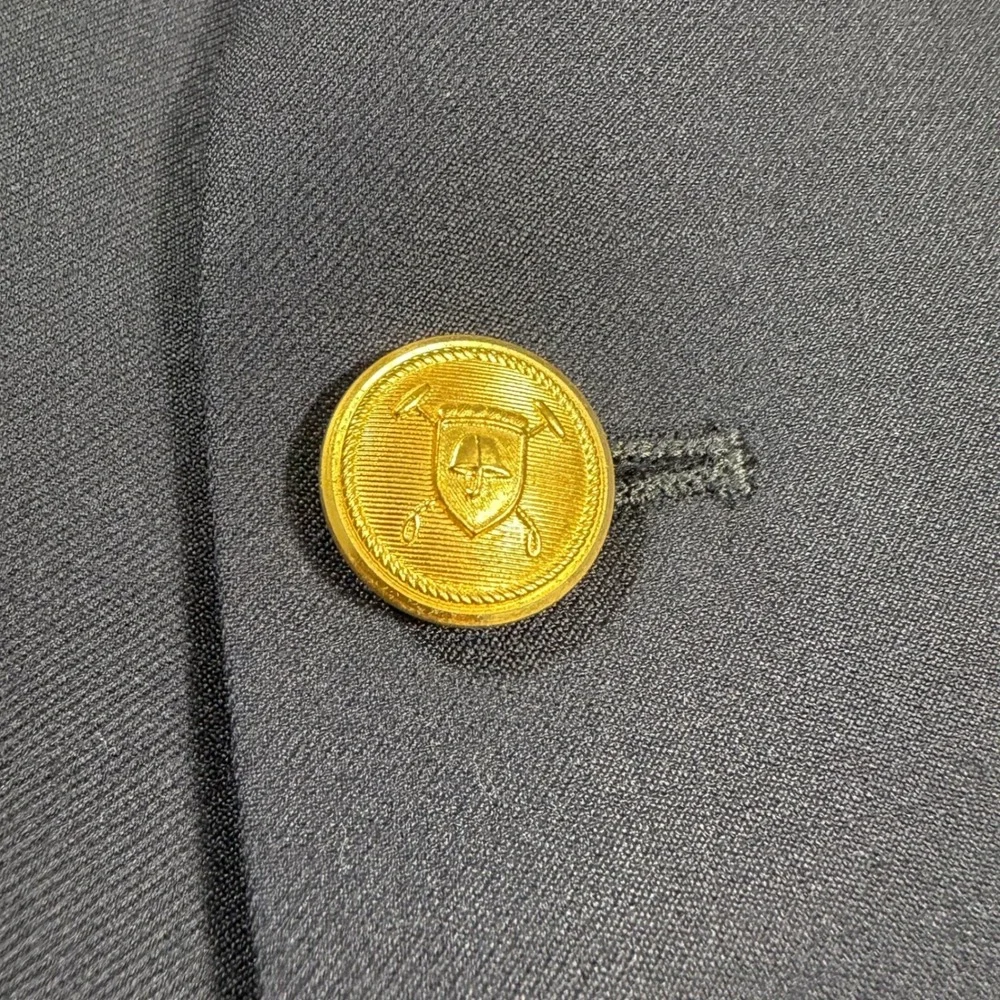 Lauren Ralph Lauren Mens Blazer 46R Wool Gold‎ Crest Button Navy Blue *READ*